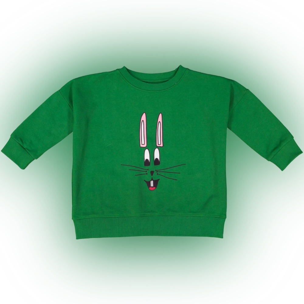 Hugo Loves Tiki Green Bunny Wide Sweatshirt NWT